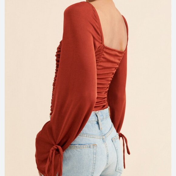 NWT Intimately Free People Meant To Be Women's Ruched Long Sleeve Bodysuit sz L - Picture 10 of 11